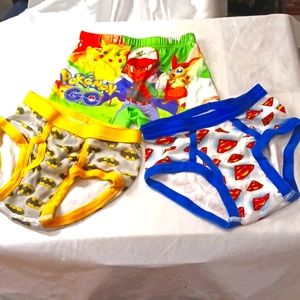 Three pair of boys undies Batman Superman pokémon size 4